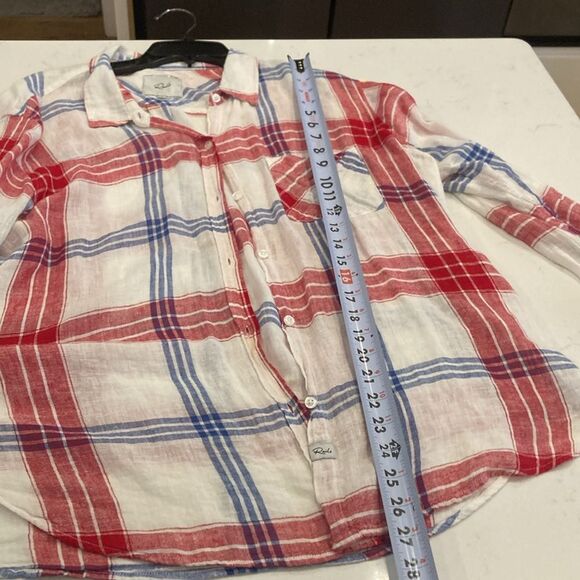 Rails Charlie Carmine Blue White Red Plaid Lightweight linen Button-Up Shirt - Picture 9 of 10